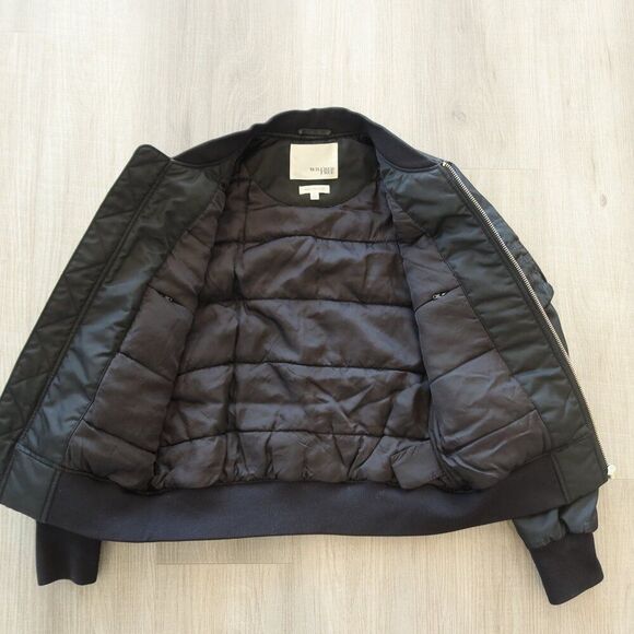 ARITZIA WILFRED flight bomber jacket black zip padded S warm casual preppy fall - Picture 2 of 9